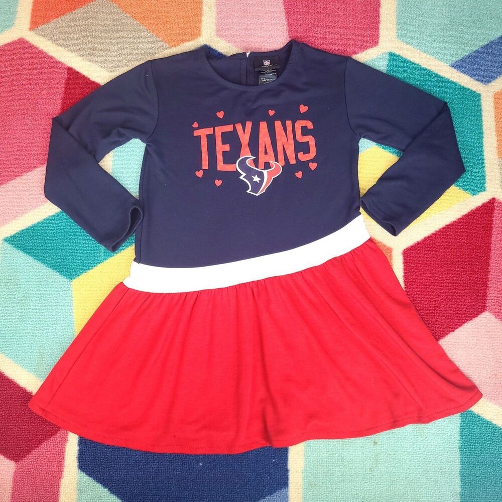 Houston Texans Girls Dress‎ Size Large NFL Team Apparel Navy Red Long...